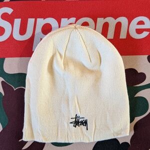 Stussy Beige Solid Beanie Unisex One Size Stylish Winter Hat NWOT